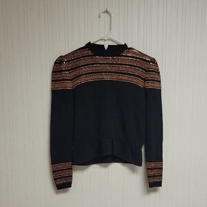 St. John Evening Black Sweater with Gold Stripes, Women's Sz 4
